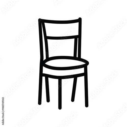 Simple Line Art Chair Outline on Transparent Background
