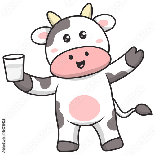 Cute Cow Cartoon Character. Vector Illustration on White Background.