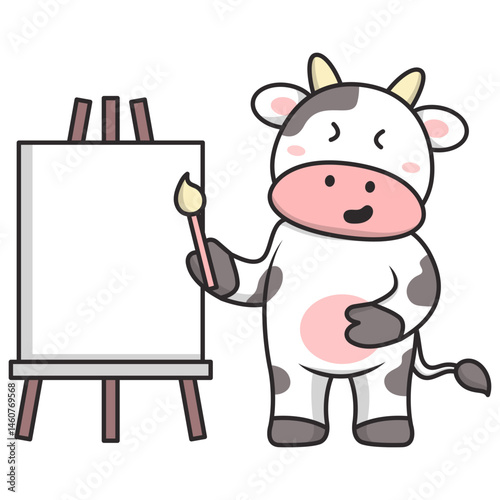 Cute Cow Cartoon Character. Vector Illustration on White Background.