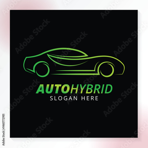 Auto Hybrid Car Logo in Modern Green Color