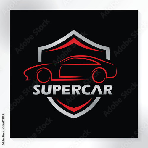 Super Car Modern Logo with Shield
