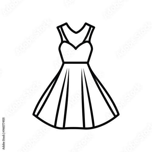 Stylish Dress Icon Isolated on Transparent Background, Apparel Fashion Design