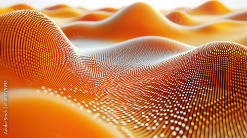 Captivating 3D background showcasing realistic flowing designs with illuminated dot pattern in 4K resolution offe a mesmerizing abstract visual side A view.