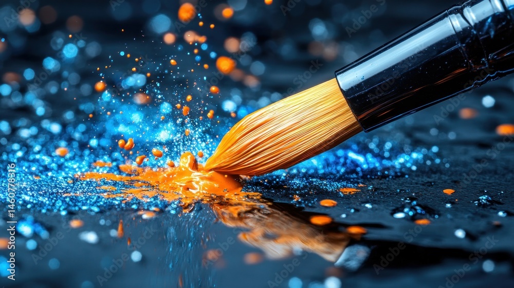 Fototapeta premium Vibrant brushstroke unleashing creative expression with dynamic paint splash