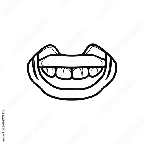 Vampire Mouth Open with Fangs and Teeth Outline on Transparent Background