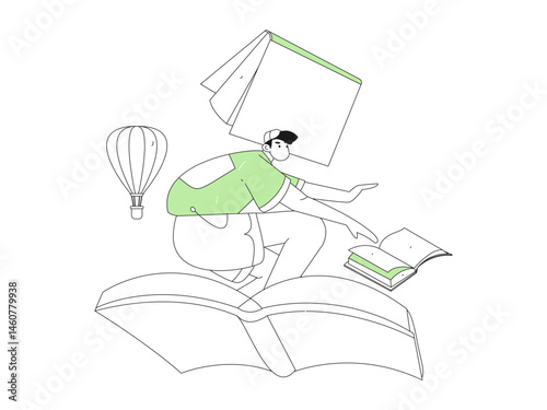 Character reading quietly vector concept operation hand drawn illustration
