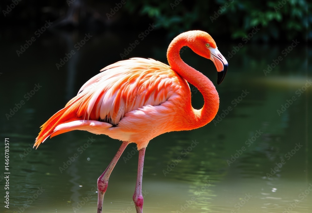 Fototapeta premium Vibrant flamingo standing gracefully by the water's edge