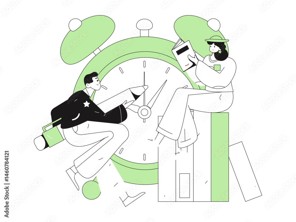 Fototapeta premium Character reading quietly vector concept operation hand drawn illustration 