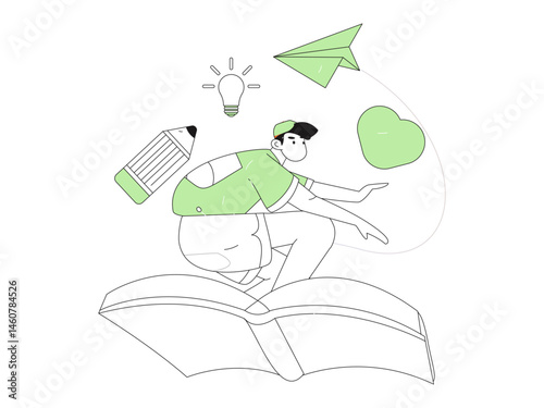 Character reading quietly vector concept operation hand drawn illustration
