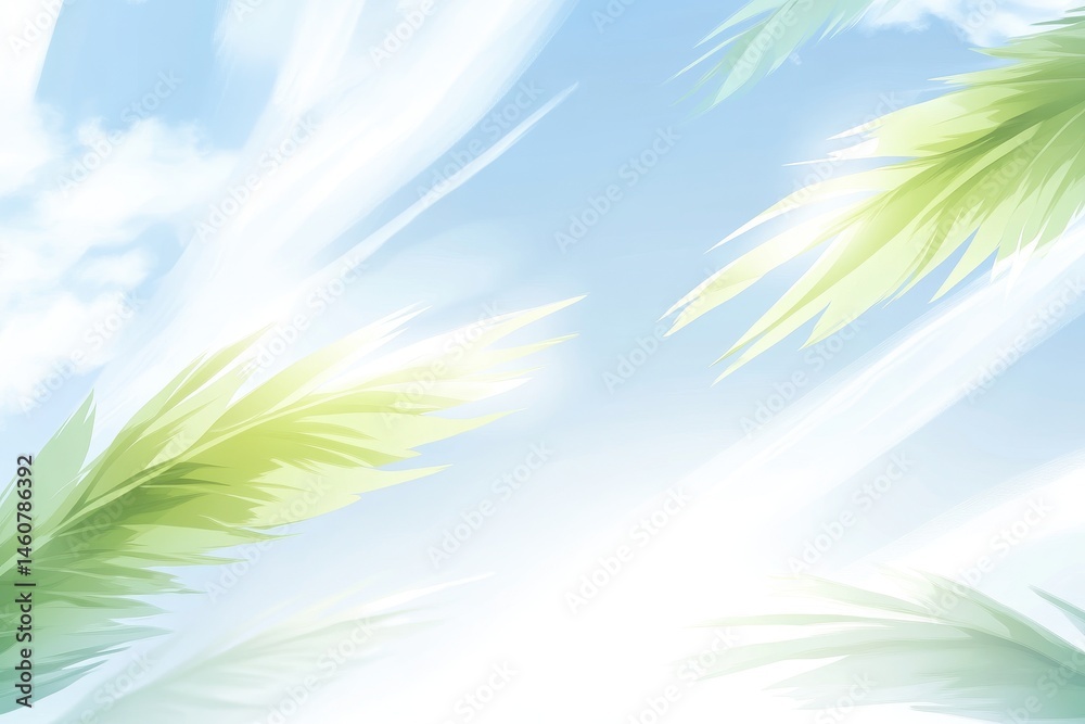 Fototapeta premium Pastel Palm Leaves in a Sunny Sky