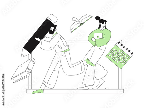 Character reading quietly vector concept operation hand drawn illustration

