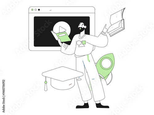 Character reading quietly vector concept operation hand drawn illustration
