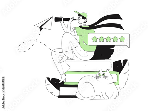 Character reading quietly vector concept operation hand drawn illustration
