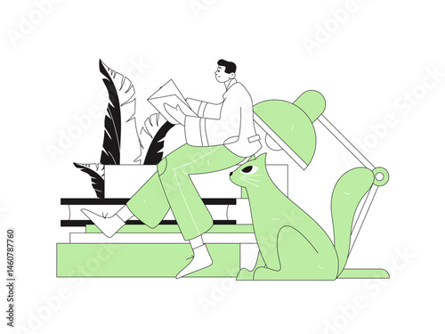 Character reading quietly vector concept operation hand drawn illustration
