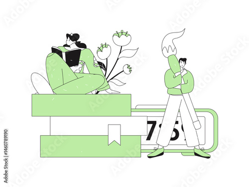 Character reading quietly vector concept operation hand drawn illustration
