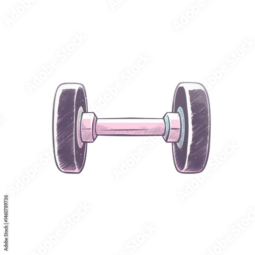 Sketch of a Hand Weight Dumbbell for Fitness and Exercise Activities