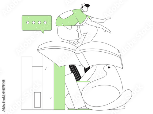 Character reading quietly vector concept operation hand drawn illustration
