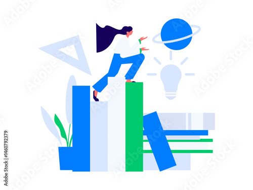 Character reading quietly vector concept operation hand drawn illustration
