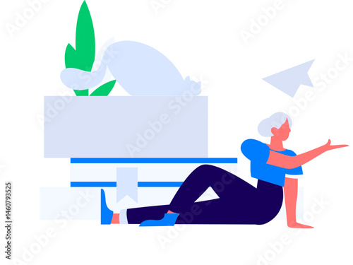 Character reading quietly vector concept operation hand drawn illustration
