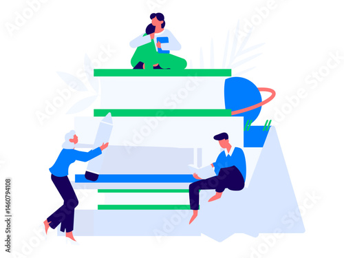 Character reading quietly vector concept operation hand drawn illustration
