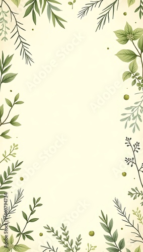 Wallpaper Mural A seamless botanical background entirely filled with illustrated herbs like thyme, sage, and basil on a soft cream backdrop Torontodigital.ca