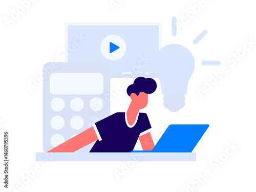 Character reading quietly vector concept operation hand drawn illustration
