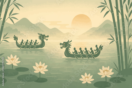 Dragon Boat Festival Illustration Traditional Chinese Art