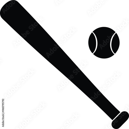 baseball bat and ball logo silhouette icon vector illustration