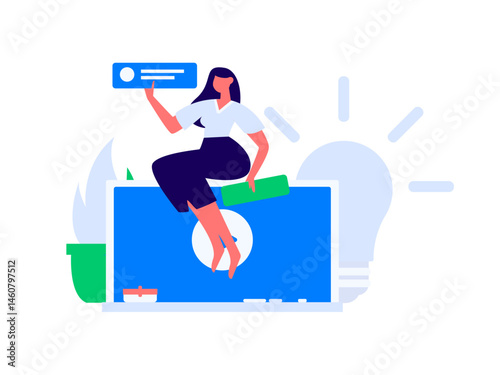 Character reading quietly vector concept operation hand drawn illustration
