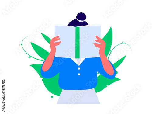 Character reading quietly vector concept operation hand drawn illustration
