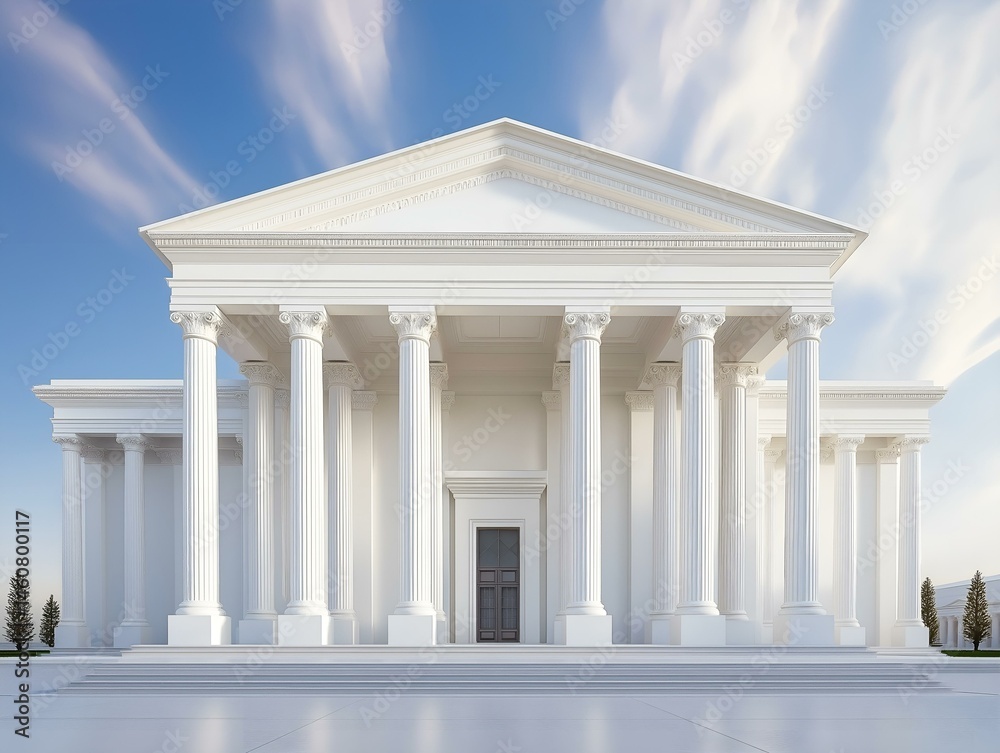 Obraz premium neoclassical building, white facade, columns, clear sky, architectural detail, symmetrical design