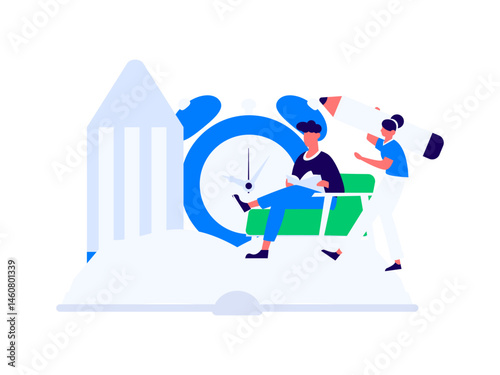 Character reading quietly vector concept operation hand drawn illustration
