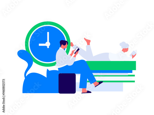 Character reading quietly vector concept operation hand drawn illustration
