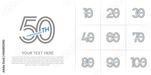 Anniversary logo type set with double line number. grey and blue color can be use special moment