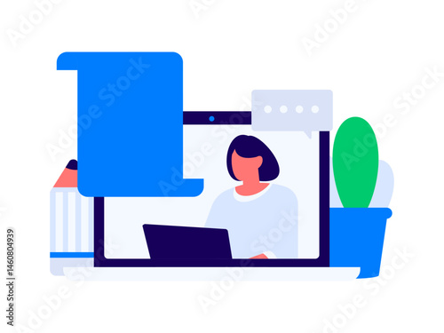 Character reading quietly vector concept operation hand drawn illustration
