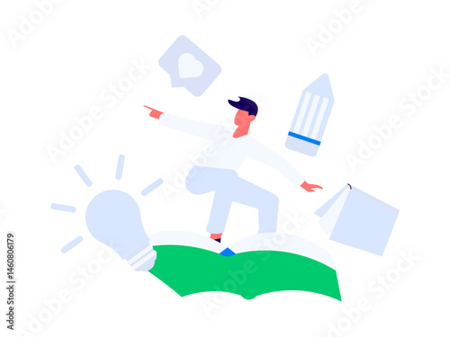 Character reading quietly vector concept operation hand drawn illustration
