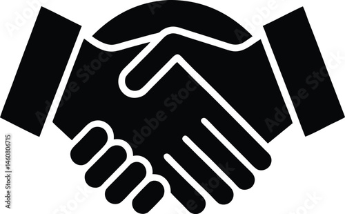 hands shaking logo silhouette bold and minimal icon vector illustration