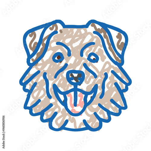 australian shepherd dog puppy pet icon doodle illustration