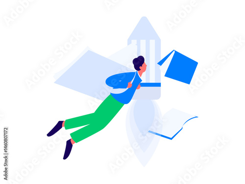 Character reading quietly vector concept operation hand drawn illustration
