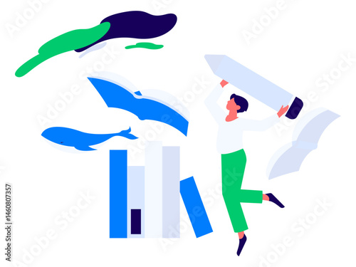 Character reading quietly vector concept operation hand drawn illustration
