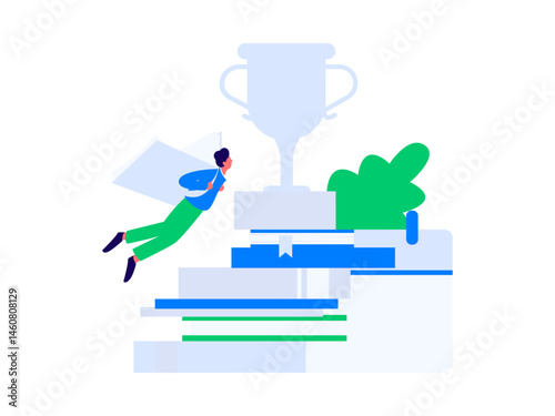 Character reading quietly vector concept operation hand drawn illustration
