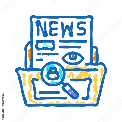 investigative journalism news media icon doodle illustration