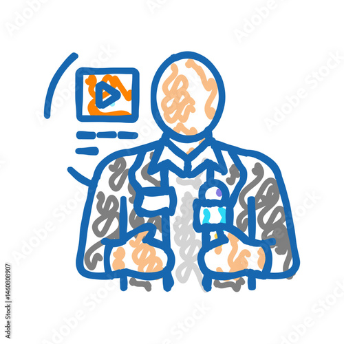 correspondent news media icon doodle illustration