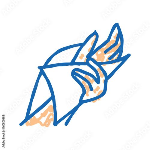 hand wiping with paper towel icon doodle illustration