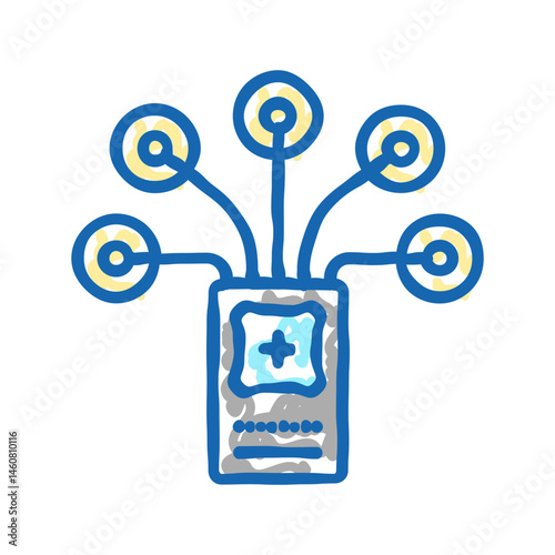 biomedical sensor icon doodle illustration