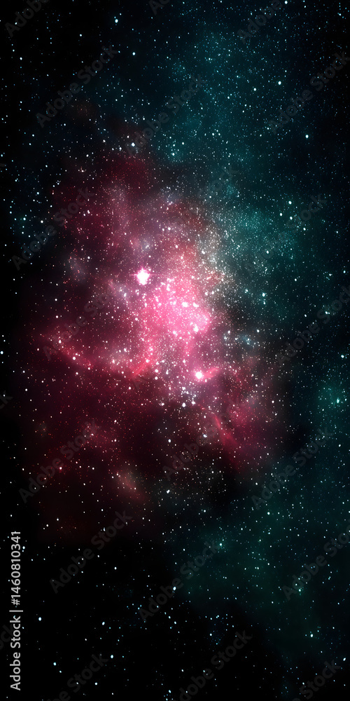 Naklejka premium Majestic Spiral Galaxy Amidst Twinkling Stars and Colorful Nebulae