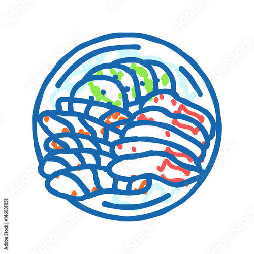 sashimi japanese food icon doodle illustration