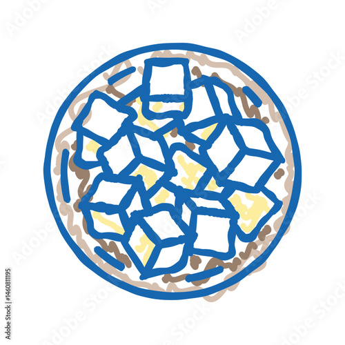 tofu japanese food icon doodle illustration