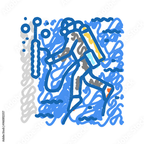 underwater welding ship icon doodle illustration