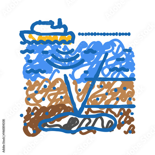 seismic surveying petroleum engineer icon doodle illustration